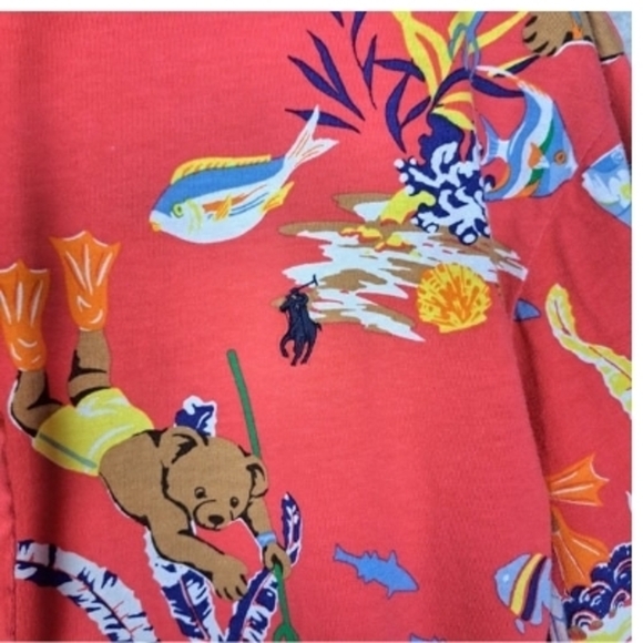 Polo Ralph Lauren Men's Size Large Polo Bear Jersey Hooded T-Shirt Red - Picture 6 of 12